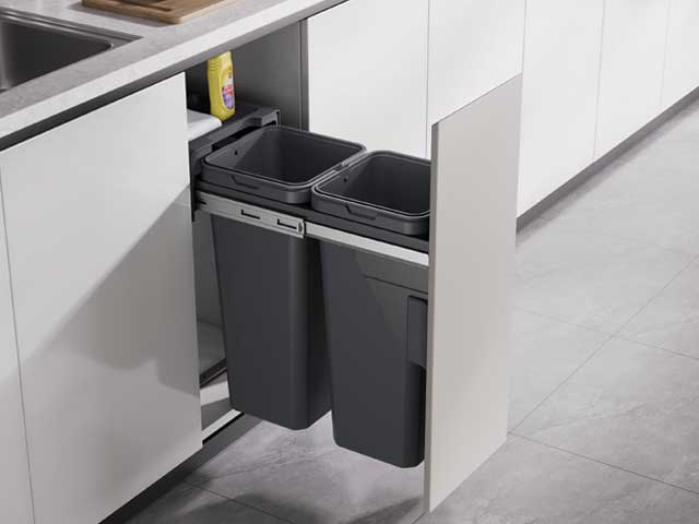 Cestos extraible para mobiliario doble. 2 x 14 lts.