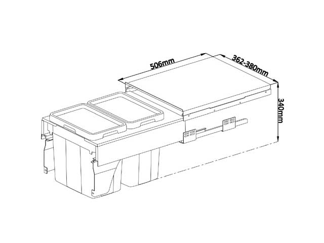 Cestos extraible para mobiliario doble.  2 x 13 lts.