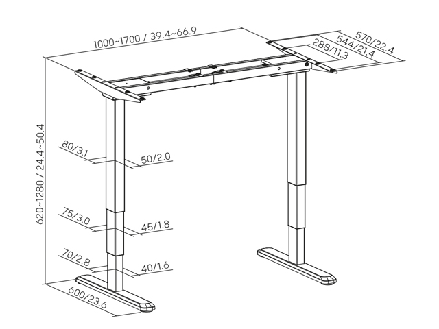 Escritorio elevable de doble motor