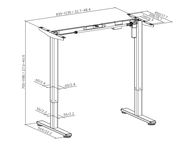Escritorio elevable de un solo motor