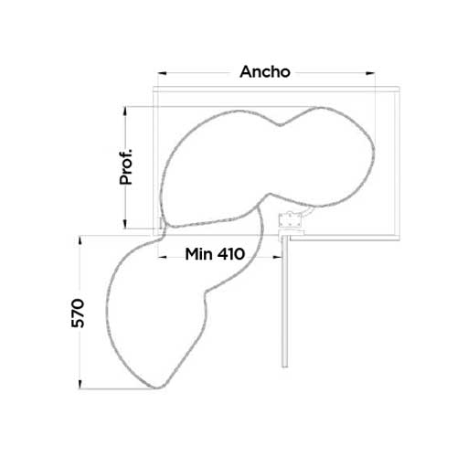 Rinconero giratorio y extraíble con soft closing. Para módulo de 900 mm