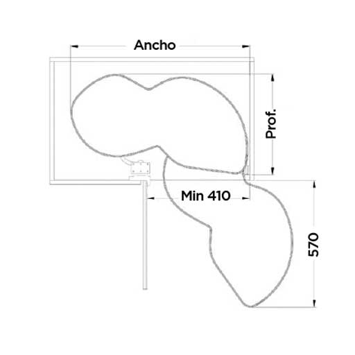 Rinconero giratorio y extraíble con soft closing. Para módulo de 900 mm
