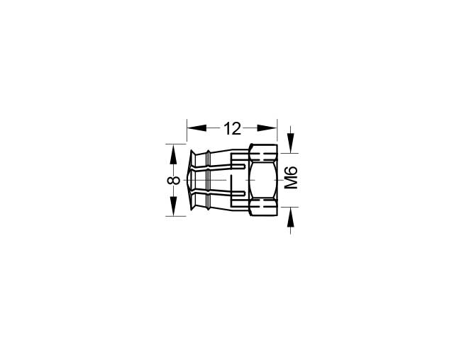 Manguito expandible Ø8 mm. Rosca M6. Zamak