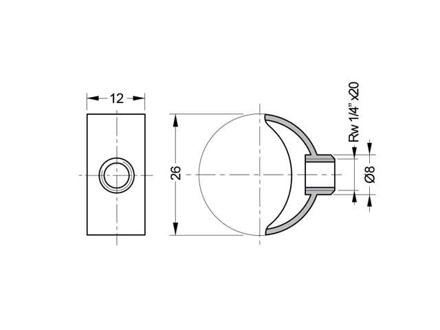 Medialuna para tornillo rosca 1/4