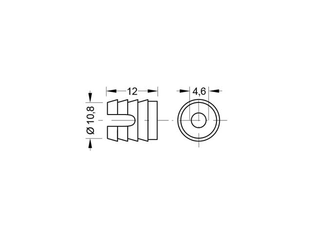 Manguito para encolar Ø10 mm.  Rosca Euro
