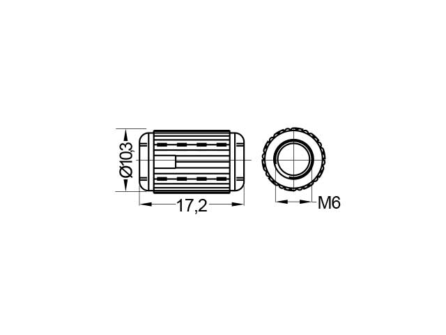 Manguito para encolar Ø10 mm. Rosca M6