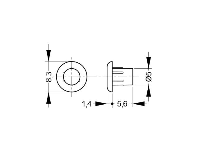 Tapa plástica para orificios Ø5mm