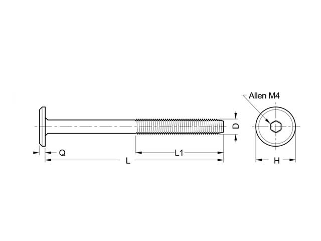 Tornillo conector tipo BB 1/4”x100