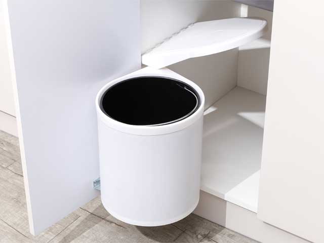 Cesto para puerta giratorio en acero blanco.12 lts.