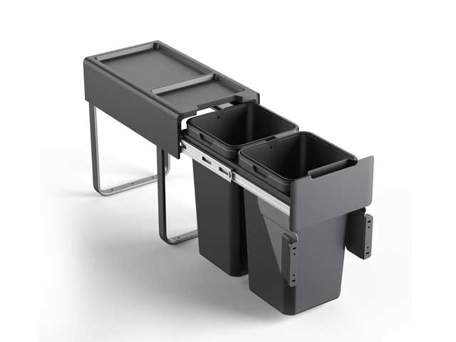 Cestos extraible para mobiliario doble. 2 x 14 lts.