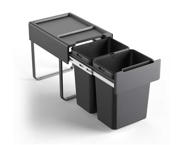 Cestos extraible para mobiliario doble. 2 x 20 lts.