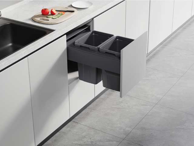 Cestos extraible para mobiliario doble.  2 x 13 lts.