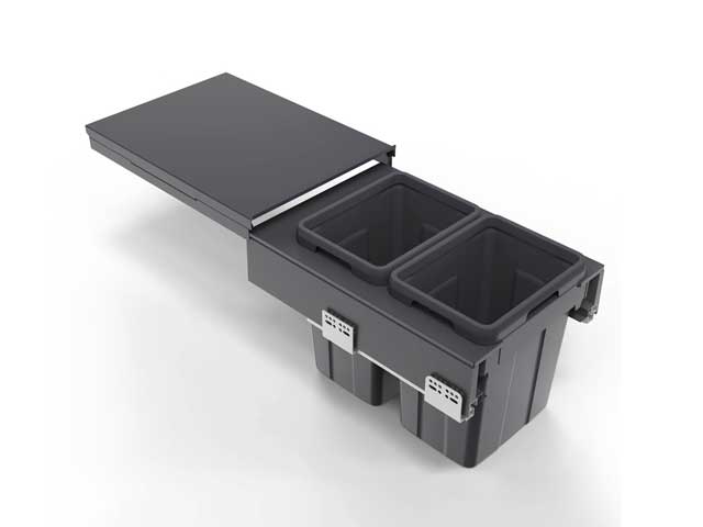 Cestos extraible para mobiliario doble.  2 x 13 lts.