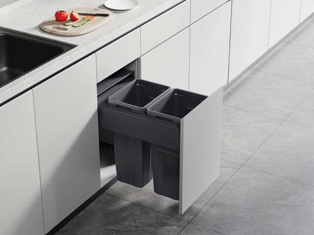 Cestos extraible para mobiliario doble. 2 x 18 lts.