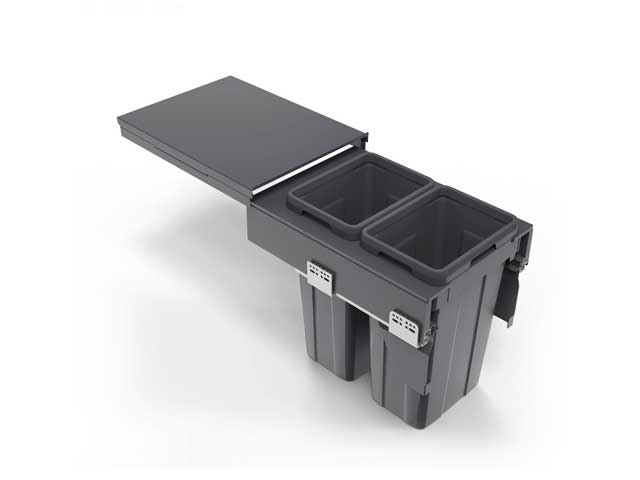 Cestos extraible para mobiliario doble. 2 x 18 lts.
