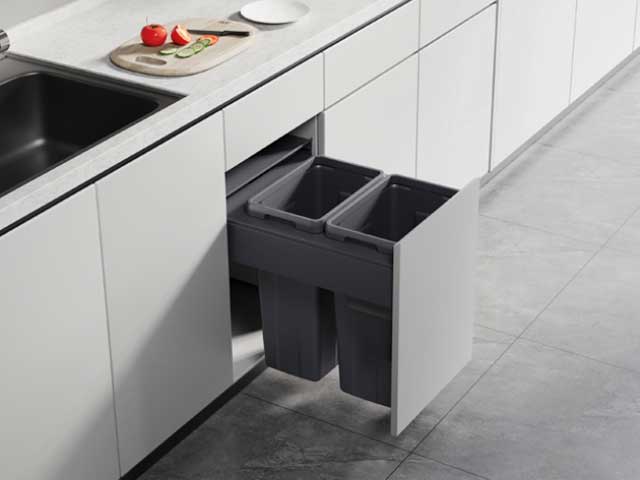 Cestos extraible para mobiliario doble. 2 x 21 lts.
