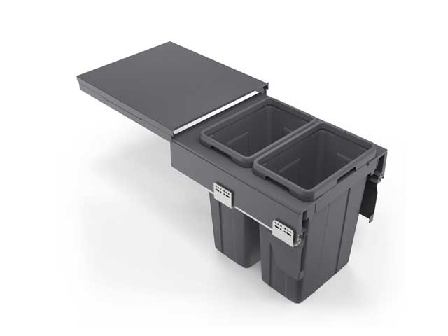 Cestos extraible para mobiliario doble. 2 x 21 lts.