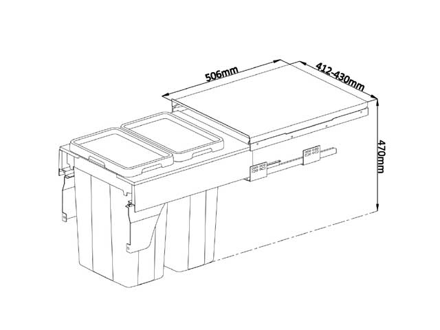 Cestos extraible para mobiliario doble. 2 x 21 lts.