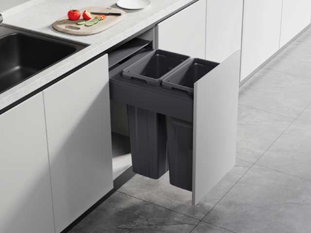 Cestos extraible para mobiliario doble. 2 x 27 lts.
