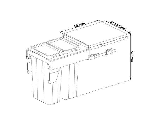 Cestos extraible para mobiliario doble. 2 x 27 lts.