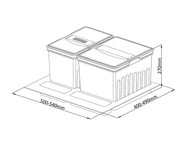 Cestos Individuales para mobiliario. 1 x 15 lts., 1 x 20 lts.