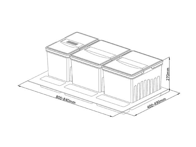 Cestos Individuales para mobiliario. 1 x 15 lts., 2 x 20 lts.