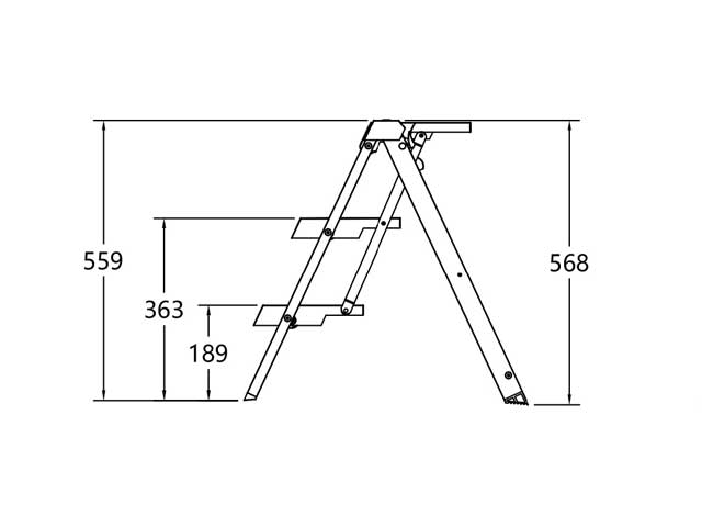 Escalera pleglable con soporte bajo mesada