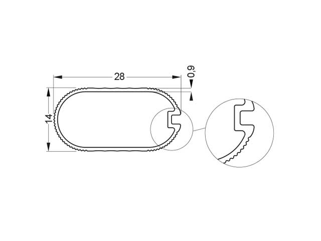 Perfil oval. Aluminio