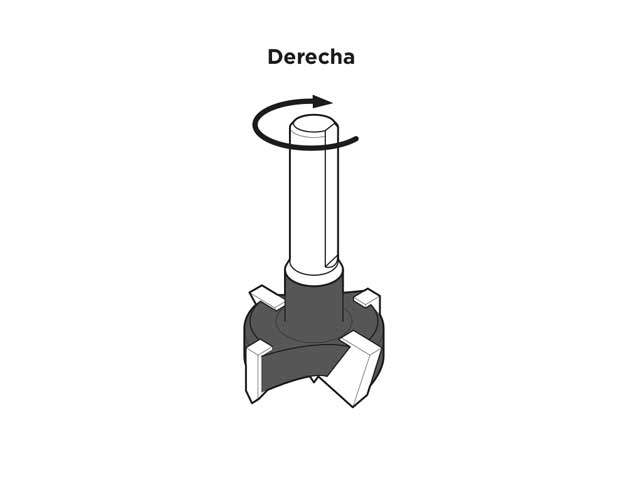 Broca no pasante para bisagra. Derecha