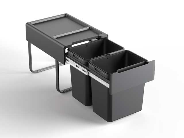 Cesto extraìble para puerta giratoria y frente de aplicar. 2 x 18 L