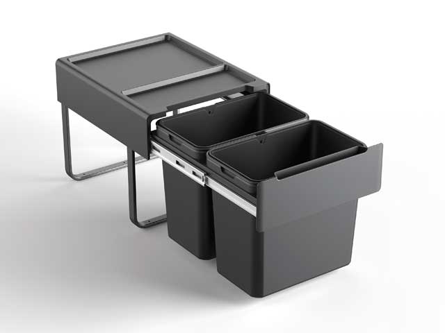 Cesto extraíble para puerta giratoria y frente de aplicar. 2 x 22 L