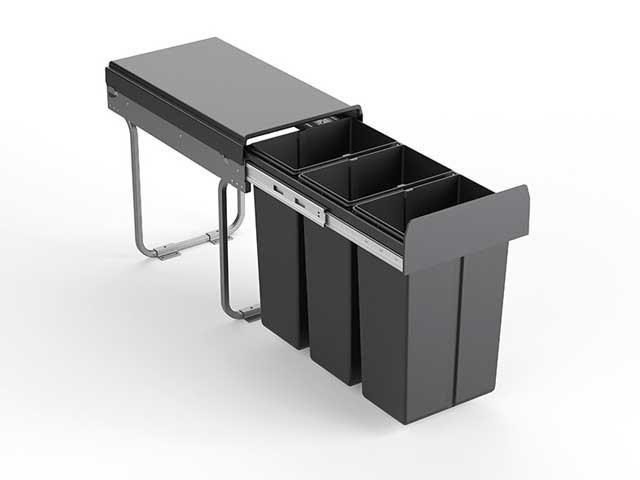 Cesto extraíble solo para puerta giratoria. 3 x 10 L