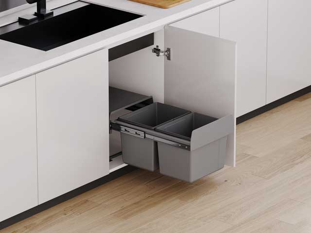 Cesto extraíble solo para puerta giratoria. 2 x 15 L