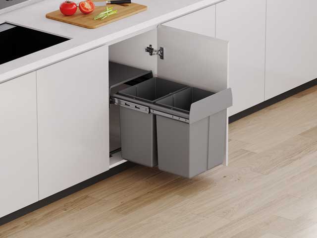 Cesto extraíble solo para puerta giratoria. 2 x 20 L