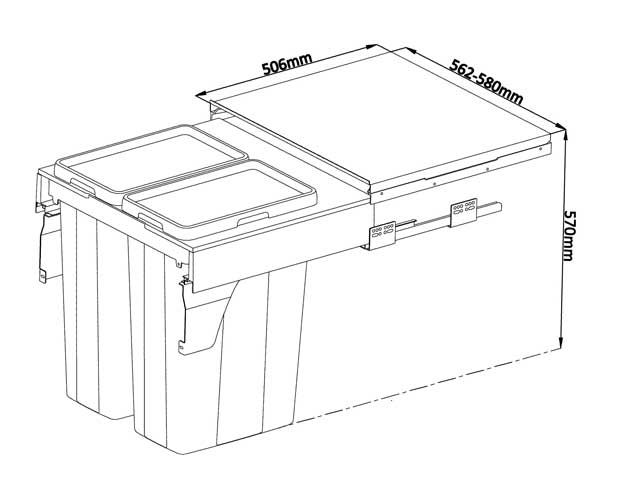 Cesto extraíble para mobiliario 2 x 35 L