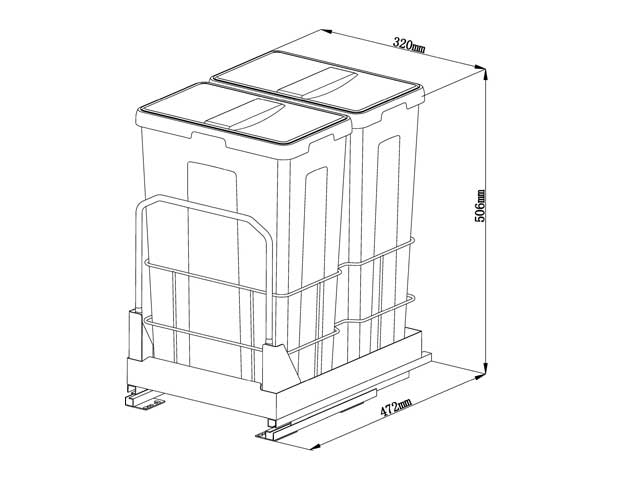 Cestos individuales para mobiliario 2 x 21 L