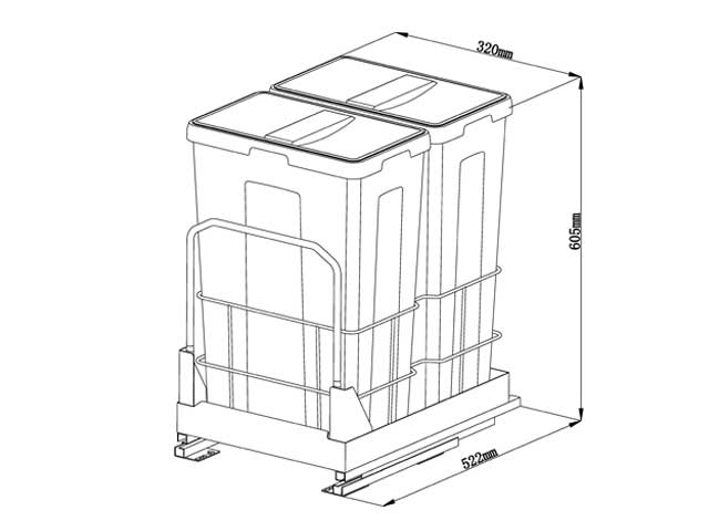 Cestos individuales para mobiliario 2 x 27 L