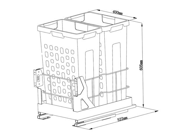 Cestos individuales para mobiliario. Laundry 2 x 35 L